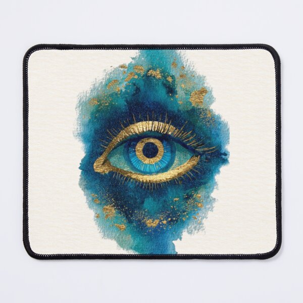 Item preview, Mystical Blue Evil Eye Watercolor Art Print | Gold Foil Spiritual Protection Symbol | Boho Wall Decor Aesthetic designed and sold by SMHaven93.