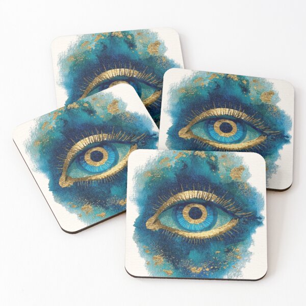 Item preview, Mystical Blue Evil Eye Watercolor Art Print | Gold Foil Spiritual Protection Symbol | Boho Wall Decor Aesthetic 2 designed and sold by SMHaven93.