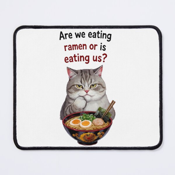 Item preview, Funny Philosophical Cat Contemplating Ramen Bowl designed and sold by Moody Vibes Studio.