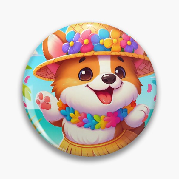 Item preview, Cute Corgi Hula Dance Cartoon designed and sold by CuteThingsWorld.
