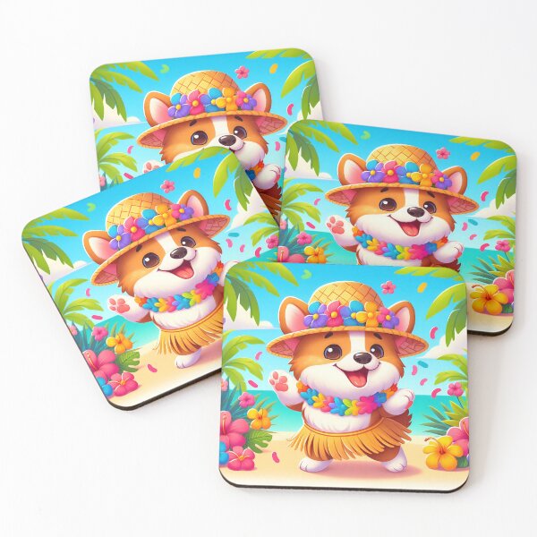 Item preview, Cute Corgi Hula Dance Cartoon designed and sold by CuteThingsWorld.