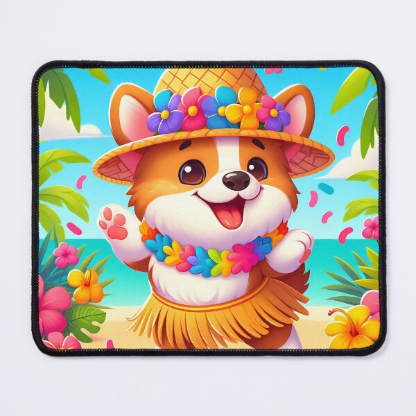Item preview, Cute Corgi Hula Dance Cartoon designed and sold by CuteThingsWorld.