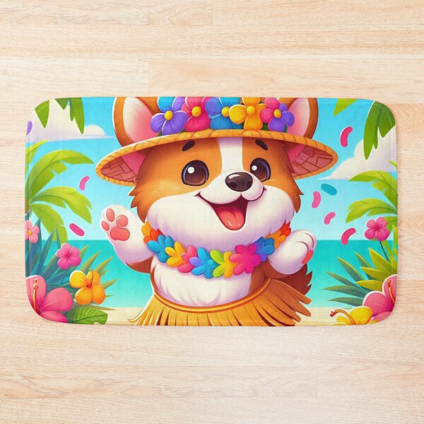 Item preview, Cute Corgi Hula Dance Cartoon designed and sold by CuteThingsWorld.