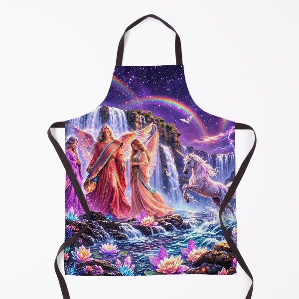 Item preview, Divine Angels Enchanted Unicorn Waterfall Fantasy Art designed and sold by SCULTRADESIGNS.