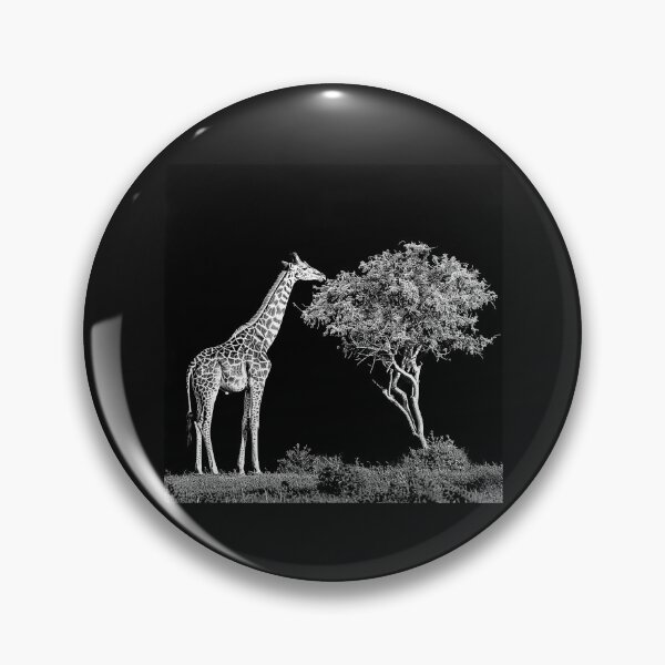 Item preview, Black and White Giraffe Eating Tree Safari Art designed and sold by inkoutninja.