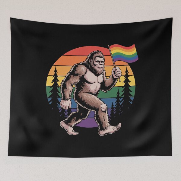 Item preview, Bigfoot Holding Gay Pride Flag Funny LGBTQ+ Pride designed and sold by Say It With Ink.