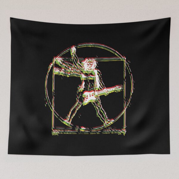 Item preview, Vitruvian Rockstar Guitarist Neon Psychedelic Art designed and sold by RamyGallery.