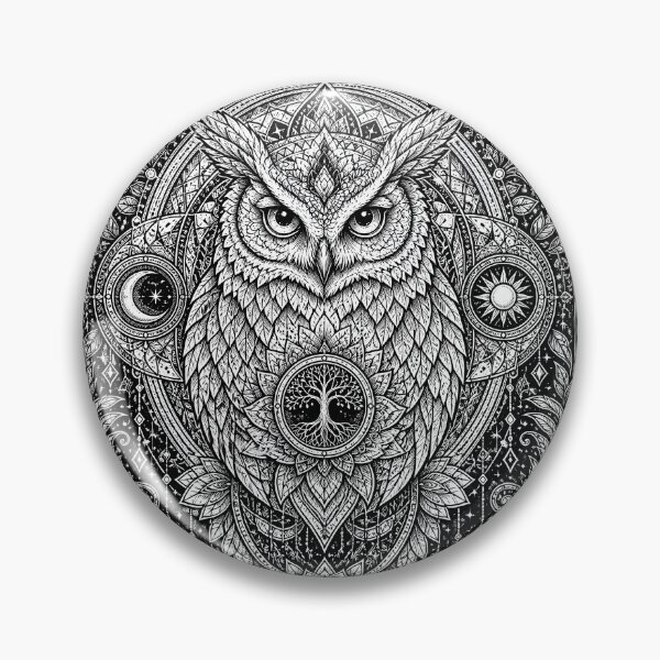 Item preview, Celestial Owl Mandala Sacred Night Design designed and sold by suryabumblee.