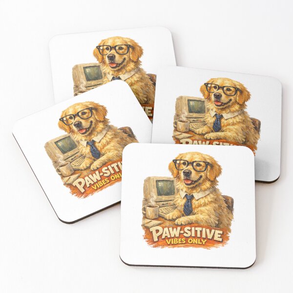 Item preview, Pawsitive Vibes Only Golden Retriever Office Dog Oil Painting designed and sold by tineldesign.