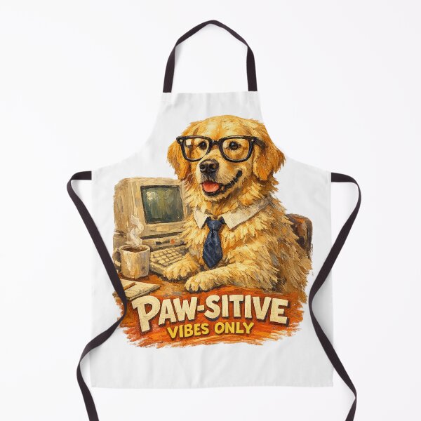 Item preview, Pawsitive Vibes Only Golden Retriever Office Dog Oil Painting designed and sold by tineldesign.