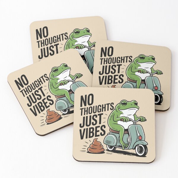 Item preview, No Thoughts Just Vibes Frog Shirt – Funny Chill Frog Meme Tee, Retro Scooter Frog designed and sold by ZyxDes.