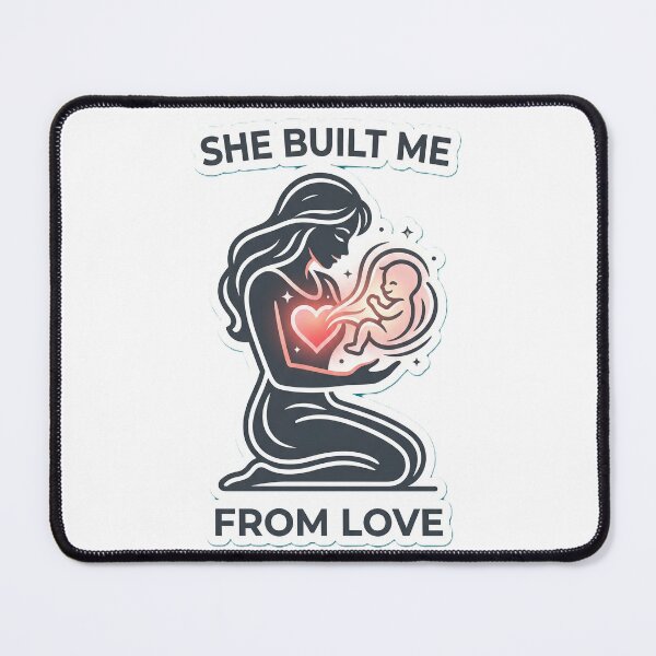 Item preview, Minimalist Mother Love Silhouette Sticker – “She Built Me From Love” Elegant Glow Design | Heart Built Me – Mother’s Day Love Design designed and sold by Prism-Bubble.