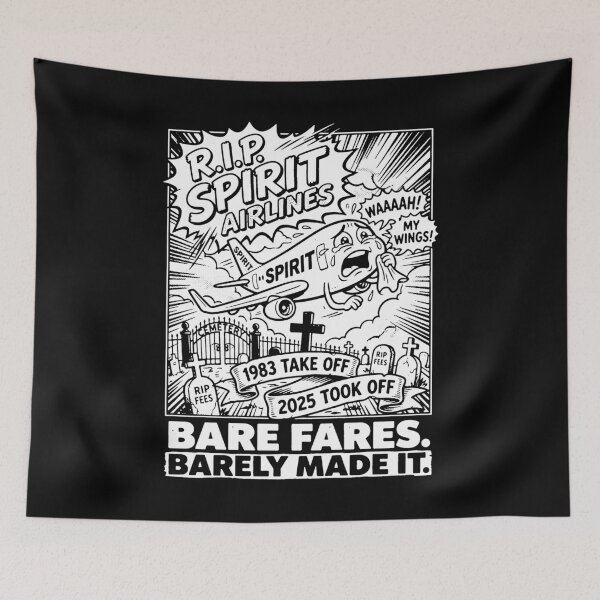 Item preview, RIP Spirit Airlines Funny Sad Yellow Plane Cartoon designed and sold by graphixpolash.