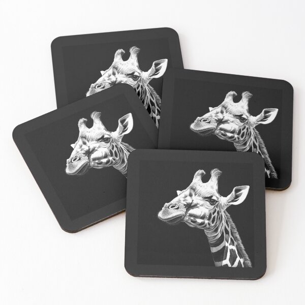 Item preview, Funny Giraffe Face Black and White Portrait designed and sold by inkoutninja.