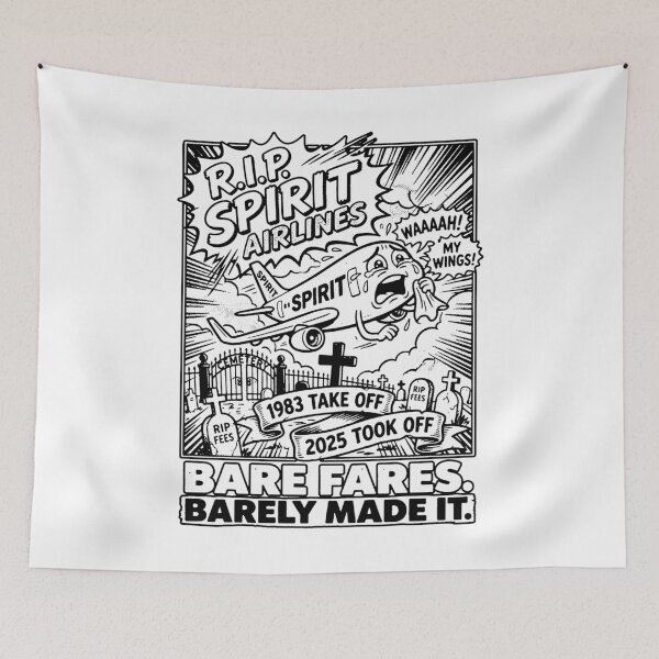 Item preview, RIP Spirit Airlines Funny Sad Yellow Plane Cartoon designed and sold by graphixpolash.