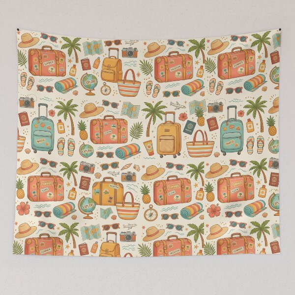Item preview, Vintage Travel Pattern Vacation Adventure designed and sold by SplashTastic.