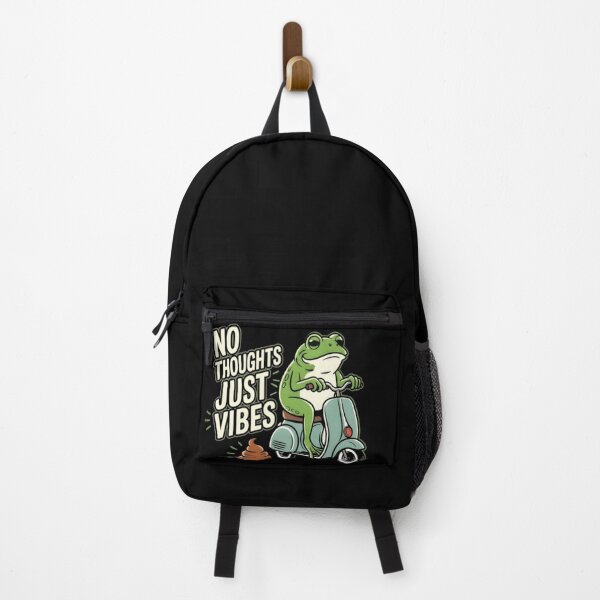 Item preview, No Thoughts Just Vibes Frog Shirt – Funny Chill Frog Meme Tee, Retro Scooter Frog designed and sold by ZyxDes.