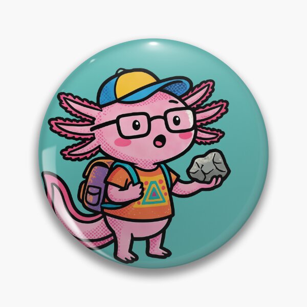 Item preview, I axolotl Questions cute nerd pink school kid tadpole with aztec shirt holding rock designed and sold by bard-art.
