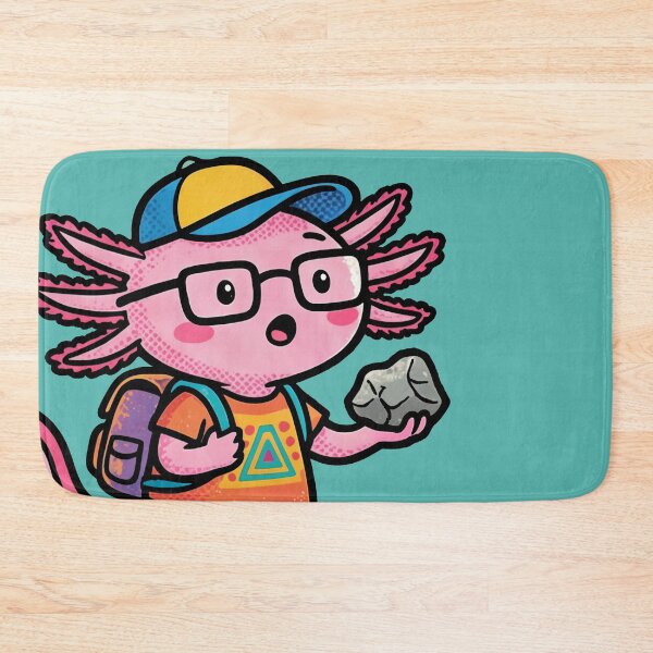 Item preview, I axolotl Questions cute nerd pink school kid tadpole with aztec shirt holding rock designed and sold by bard-art.