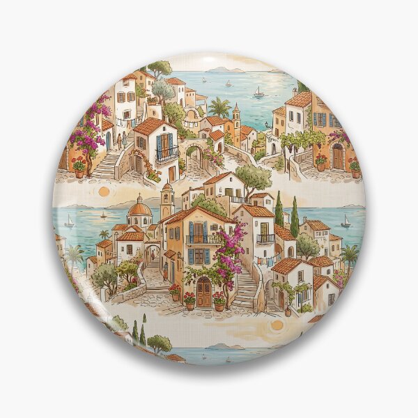 Item preview, Mediterranean Seaside Town Coastal Village European Architecture designed and sold by SplashTastic.