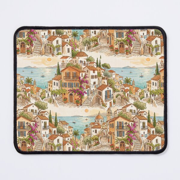 Item preview, Mediterranean Seaside Town Coastal Village European Architecture designed and sold by SplashTastic.