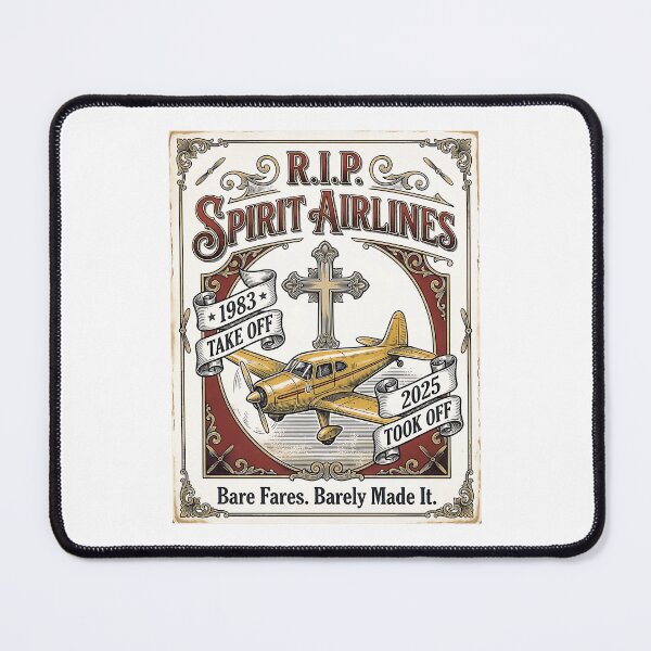 Item preview, Vintage RIP Spirit Airlines Budget Airline Sad Yellow Plane Memorial designed and sold by graphixpolash.