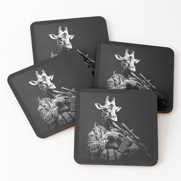 Item preview, Tactical Giraffe Soldier Black and White Art designed and sold by inkoutninja.