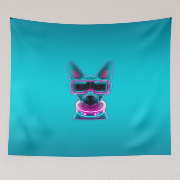 Item preview, Copy of Cyberpunk Sphynx Cat VR Goggles Synthwave Aesthetic designed and sold by powersunlight.
