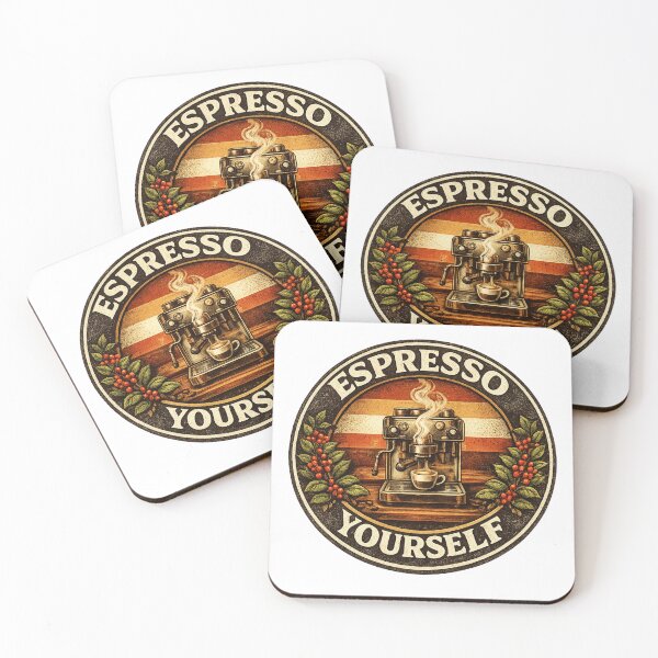 Item preview, Espresso Yourself - Vintage Coffee Machine Badge & Botanical Art designed and sold by BrewmarkStudio.
