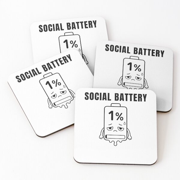 Item preview, Social Battery 1% Funny Introvert Low Energy Mood Tired Kawaii Battery  designed and sold by creativiteemom.