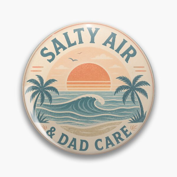 Item preview, Salty Air & Dad Care Sticker – Vintage Beach Sunset Ocean Waves Dad Life Decal designed and sold by FestivityFinds.