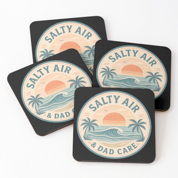 Item preview, Salty Air & Dad Care Sticker – Vintage Beach Sunset Ocean Waves Dad Life Decal designed and sold by FestivityFinds.