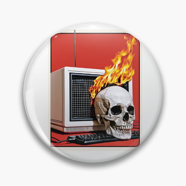 Item preview, Burning Skull and Retro Computer Monitor Art designed and sold by Piotrek0001.