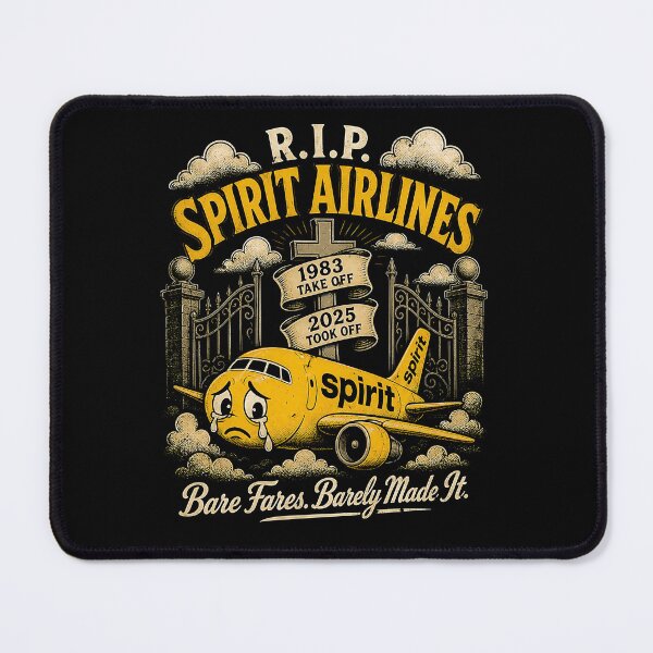 Item preview, RIP Spirit Airlines Sad Yellow Plane RIP Budget Airline Cemetery designed and sold by graphixpolash.
