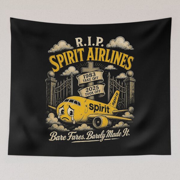 Item preview, RIP Spirit Airlines Sad Yellow Plane RIP Budget Airline Cemetery designed and sold by graphixpolash.