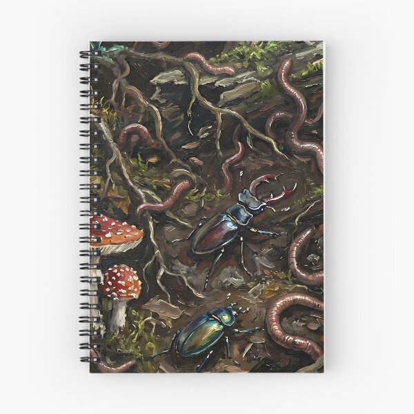 Item preview, Goblincore Forest Floor Illustration with Earthworms, Beetles and Mushrooms designed and sold by cr6zym1nd.
