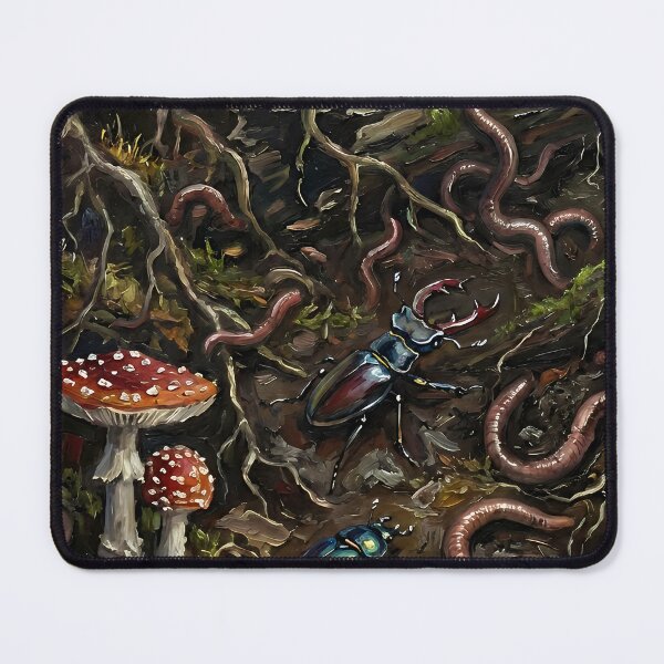 Item preview, Goblincore Forest Floor Illustration with Earthworms, Beetles and Mushrooms designed and sold by cr6zym1nd.