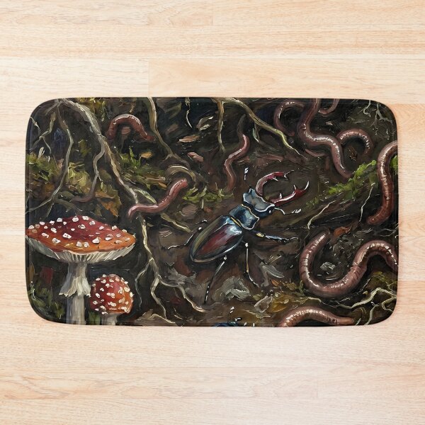 Item preview, Goblincore Forest Floor Illustration with Earthworms, Beetles and Mushrooms designed and sold by cr6zym1nd.