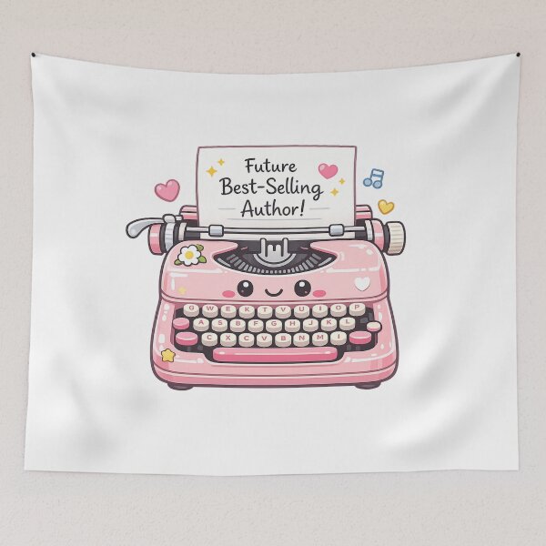 Item preview, Future Best Selling Author Pink Typewriter designed and sold by Art by Debasish.