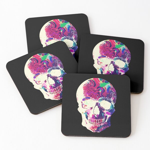 Item preview, Neon Psychedelic Swirling Skull Vibrant Abstract Art designed and sold by RamyGallery.