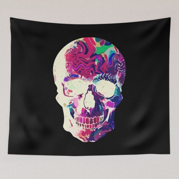Item preview, Neon Psychedelic Swirling Skull Vibrant Abstract Art designed and sold by RamyGallery.