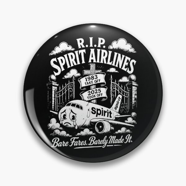Item preview, RIP Spirit Airlines Sad Yellow Plane RIP Budget black and white designed and sold by graphixpolash.