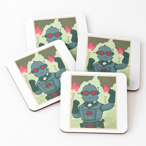 Item preview, Retro Robot Overlord Propaganda Poster designed and sold by Piotrek0001.