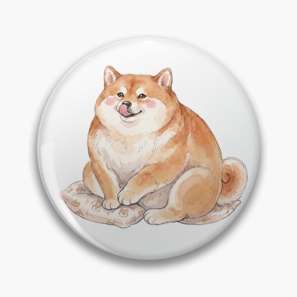 Item preview, Chubby Shiba Inu Licking Nose Watercolor designed and sold by Spectrumcontour.