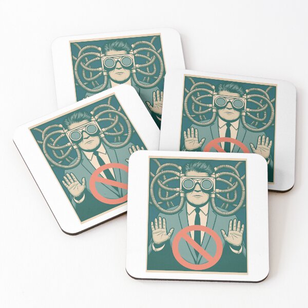 Item preview, Cyborg Man with Warning Sign Retro Art designed and sold by Piotrek0001.