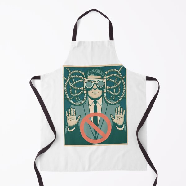 Item preview, Cyborg Man with Warning Sign Retro Art designed and sold by Piotrek0001.