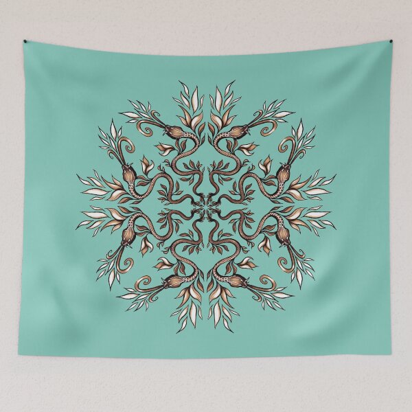Item preview, Art Nouveau Snake Mandala - Botanical Symmetry Pattern designed and sold by Boriana Giormova.