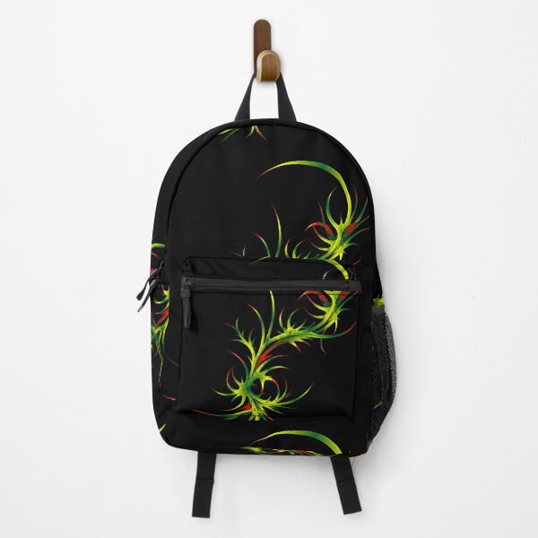 Item preview, Neon Tribal Abstract Art – Green Red Spiky Organic Design | Cyberpunk Glow on Black designed and sold by Bhaskar Digital Art.