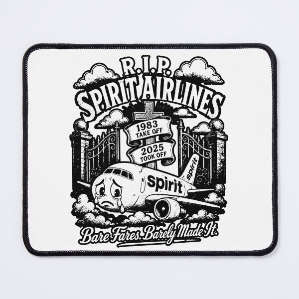 Item preview, RIP Spirit Airlines Sad Yellow Plane RIP Budget black and white designed and sold by graphixpolash.