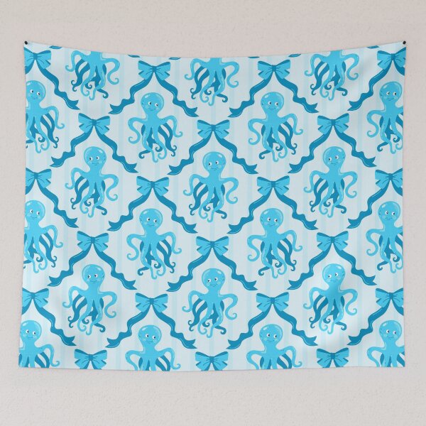 Item preview, Coquettish bows and cute octopus, Underwater Pattern with Sea Animal designed and sold by CHERRY--SHOP.